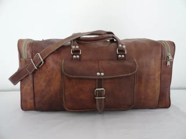 23" Leather Duffle Bag Holdall Weekend Travel Luggage Handbags Sports Duffel