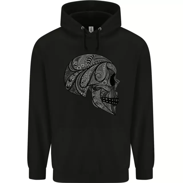 Mandala Skull Gothic Biker Motorbike Childrens Kids Hoodie