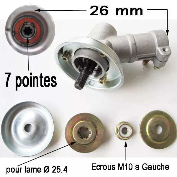 tete Renvoi angle debroussailleuse 7 Dent 26 mm Timbertech Tarus Fuxtec Stenson