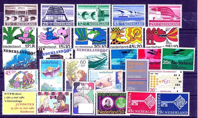 Niederlande 1960-80's Sammlung Von 10 + Sets + S/S (40 MNH Briefmarken)