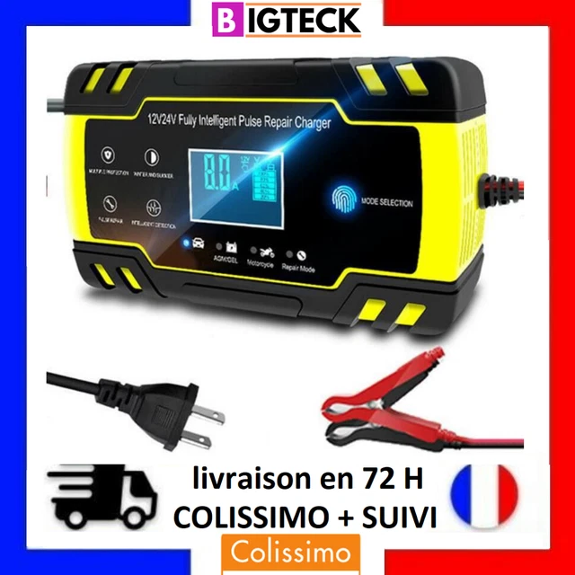 Chargeur de Batterie Portable Numerique  Voiture-Moto Ecran LCD 8A 12/24V