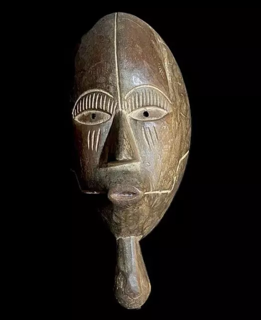 Maschera per il viso di arte tribale africana in legno intagliato a mano...
