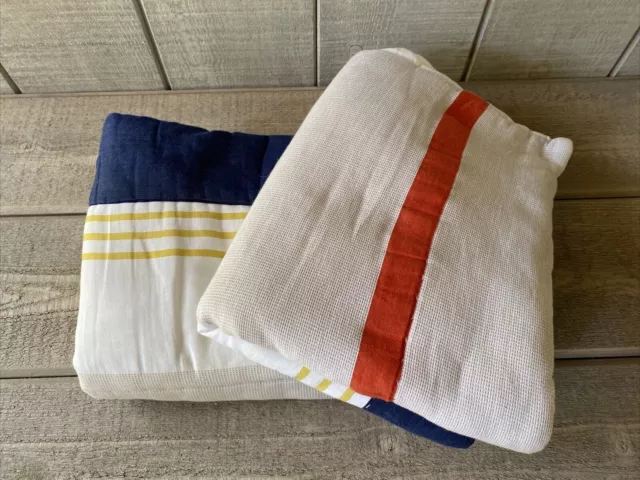 Juego de fundas de almohada acolchadas a rayas marinas Pottery Barn PB para adolescentes/2
