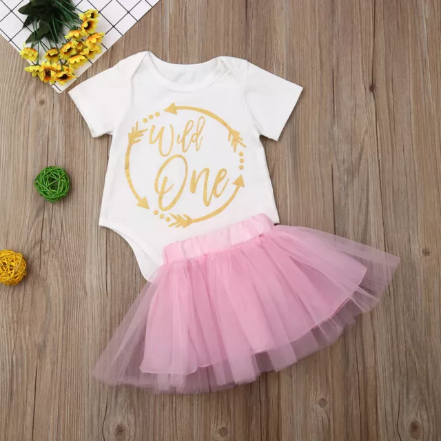 3PCS Baby Girls 1st Birthday Outfits Party Romper Skirt Cake Smash Tutu Dress