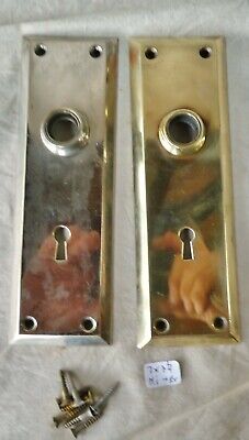 Door Knob Back Plates  (pr) Nickel & Brass Antique Mission  7"h x 2 1/4"w