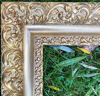 Antique Large Ornate Gesso Lemon Gold Gilt Frame Fits 20x16” Image Victorian