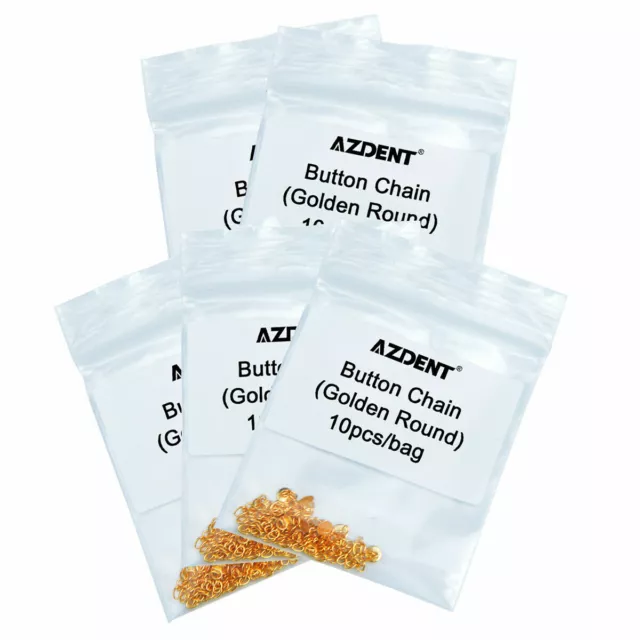 AZDENT Dental Orthodontic Traction Chain Gold Round Mesh Base Lingual Buttons