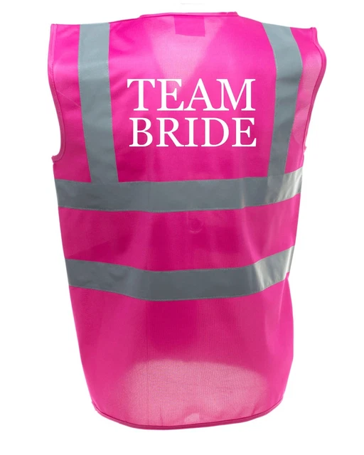 SQUADRA SPOSA Rosa Hi Viz Gilet Sposa Sposa Abito Festa