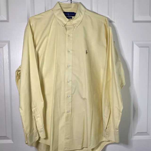 Polo Ralph Lauren Blake Dress Shirt Yellow Long Sleeve Button Up Mens Size Large