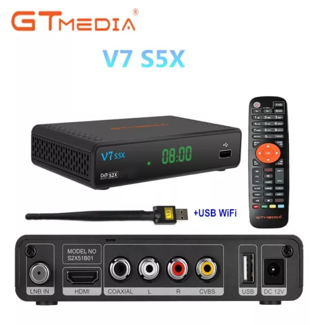 GTMEDIA V7 S5X Satellite tv receiver DVB-S2X/S2/S H.265 Support PowerVu Biss key