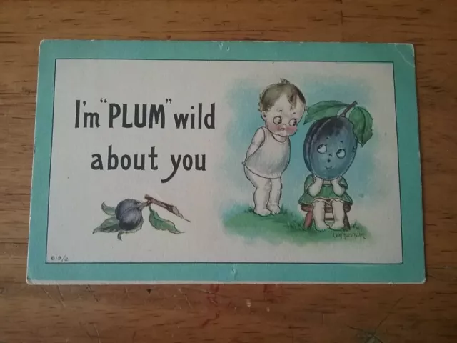 Vintage I'm Plum Wild About You Postcard - Series 619/2 S.Bergman 1913 NY