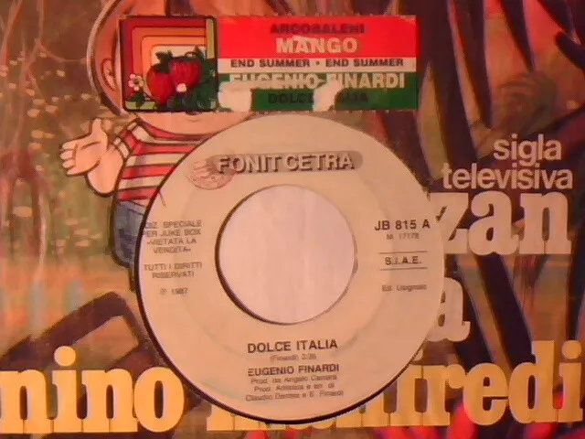 EUGENIO FINARDI Dolce Italia MANGO Arcobaleni 7" PR0M0 JUKEBOX + STRIP