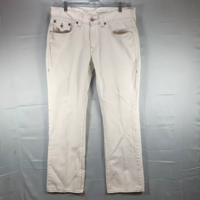 True Religion Jeans 36x31 Straight Mens White Denim Cotton Rockstar Pants