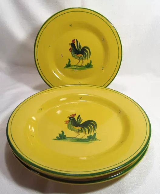 J Peterman Majoliche Il Bargello JPE4 Rooster 2 Dinner Plates 1 Salad Plate GC