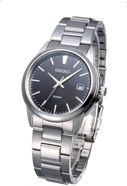 SEIKO Men's SGEF51 Stainless Stee Black Dial Quartz Bracelet Watch