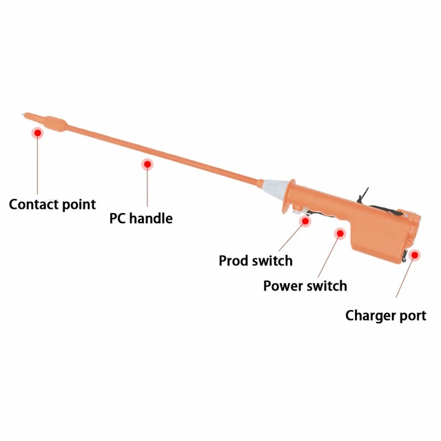 10000V Rechargeable Electric Shock Voltage Animal Livestock Hot Shot Cattle Prod