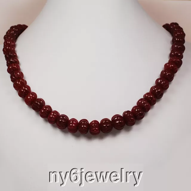 Beautiful!!!  Red Onyx Carved Beads Hand-Knotted Necklace 20-39" FREE SHIPPING