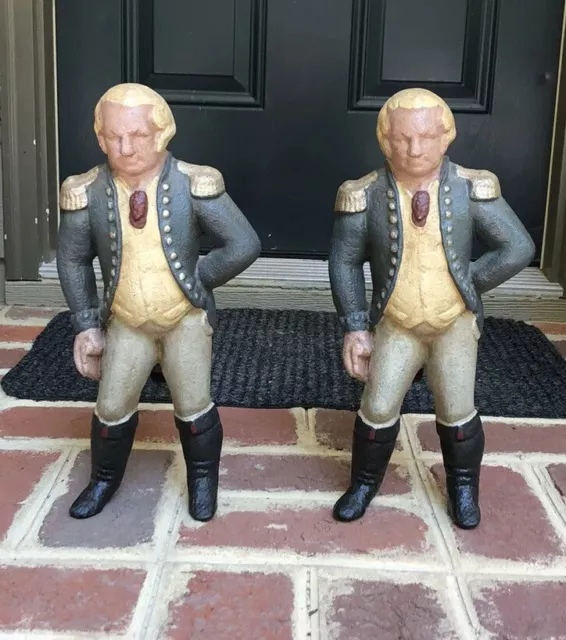 Virginia Metalcrafters George Washington Cast Iron Andirons Firedogs Original