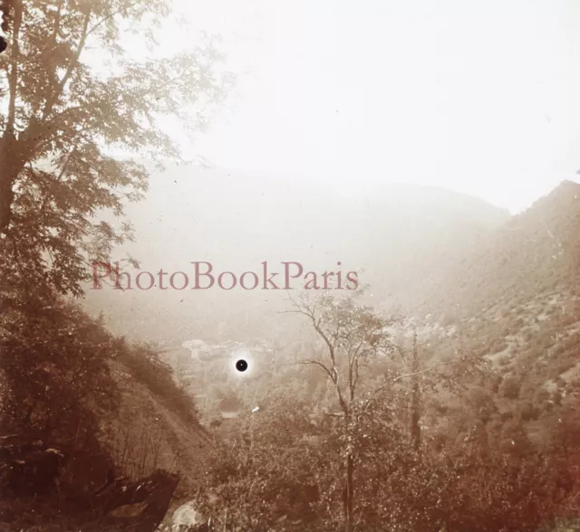 FRANCE Route de Lacoux Ain c1930 Photo Plaque de verre Stereo Vintage V33L5n