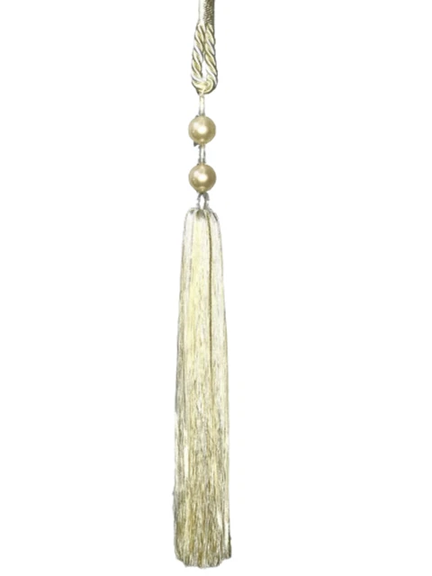 Pair 2 pieces Curtain Tie Backs - 30cm Tassel with glass and metal top - Silver