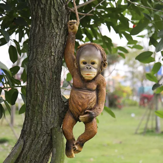 Climbing Monkey Tree Rope Hanging Garden Tree Ornament Statue Home Decor L3G6