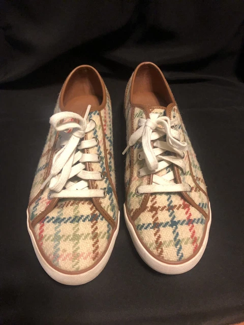 COACH DEE HAMPTONS TTRSL WL SNEAKERS PLAID CREAM/MULTI  450985 Size 10