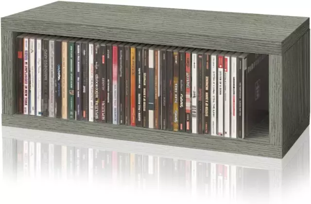 Media Storage CD Rack Stackable Organizer - Holds 40 Cds (Grey)