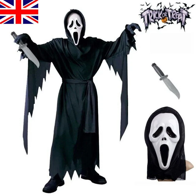 SCREAM KIDS GHOST Face Cosplay Halloween Costume Death Fancy Dress&Mask