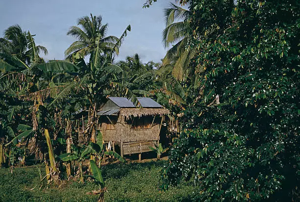 Traditional Nipa Hut in the Philippines, circa 1960 Old Photo
