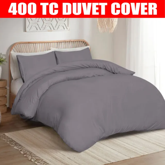 100% Egyptian Cotton Duvet Quilt Cover 400TC Bedding Set with Pillow Cases