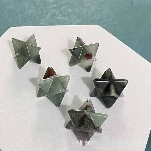 20pcs Natural African Blood Stone Merkaba Star Healing Reiki Adventurine Decor 2