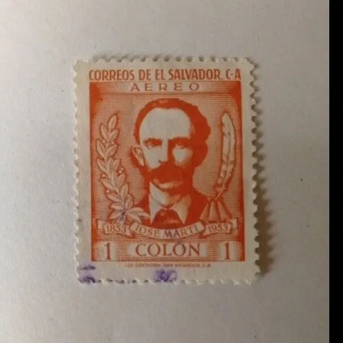 Correos de el Salvador  Aereo Jose Marti 1953 Colon 1