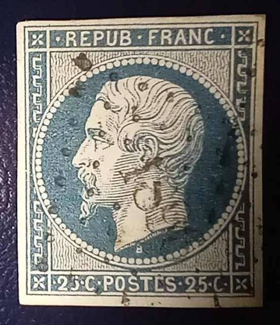 TIMBRE FRANCE CLASSIQUE NAPOLEON N° 10 Bleu Foncé - Cote 80 euros Belle Marge