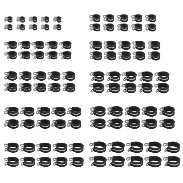100X P Clips EPDM Rubber Lined Cushion Cable Hose Pipe Clamp Holder Air Clip