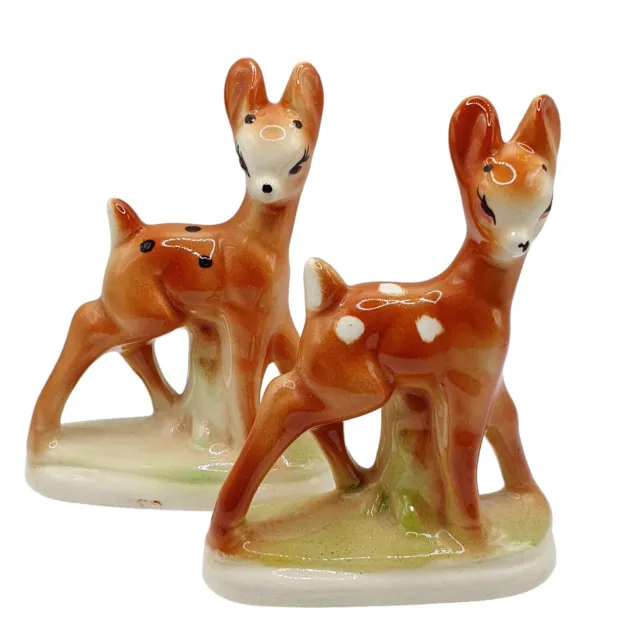 Vintage Retro Lot of 2 Kalmar Bambi Deer Figurines Australian Pottery Kitsch VTG