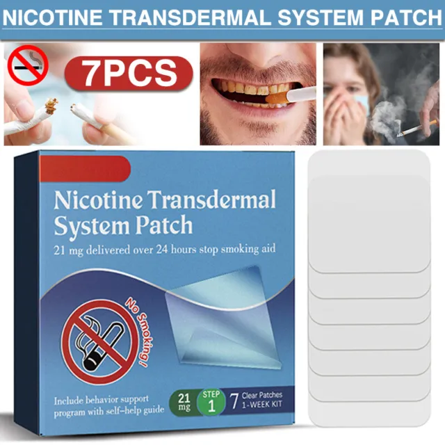 7 parches transdérmicos de nicotina, 21 mg, parche del sistema de ayuda para dejar de fumar