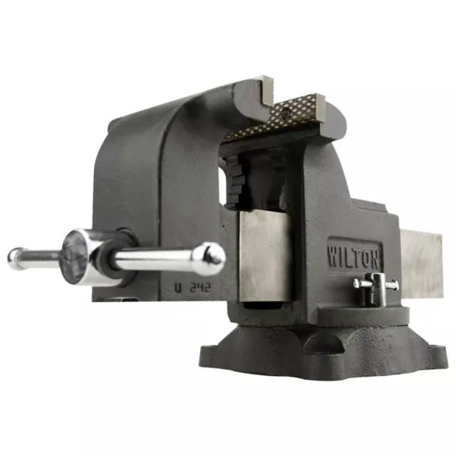 Wilton WS8 8 Inch Jaw 4 Inch Throat Steel Swivel Base Work Shop Bench Vise, Gray