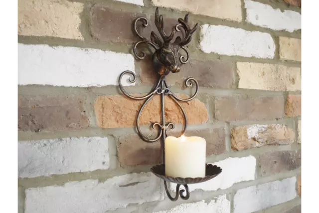 Wall Mounted Stag Deer Candle Holder Wall Sconce | Church Candle Holder
