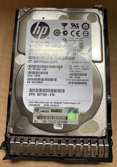 HPE 652749-B21 653954-001 1TB SAS 6Gb/s 7.2K 2.5 In SFF G8 G9 HP HDD Hard Drive - Foto 9