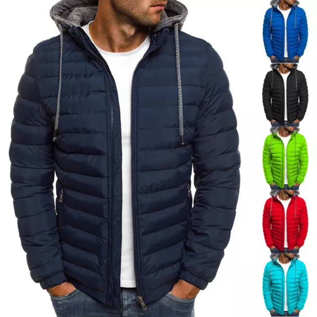 Men Hoodie Bubble Coat Puffer Comfy Jacket Winter Warm Quilted Zip Up Outwear UK