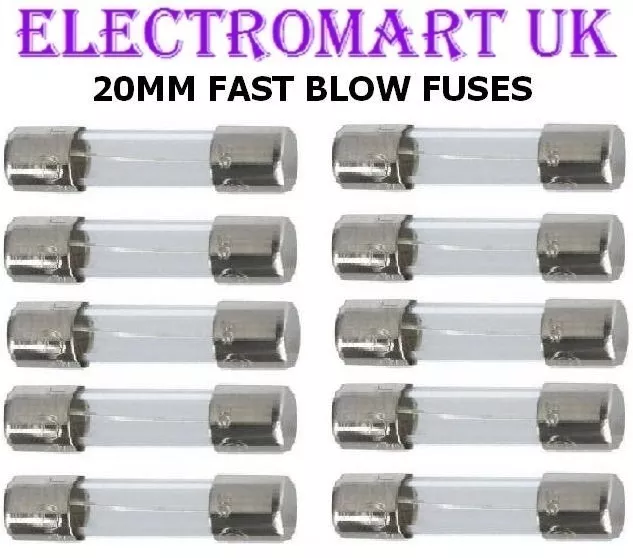 10 X 20Mm Fast Acting Quick Blow Glass Fuse Fuses 500Ma To 10 Amp