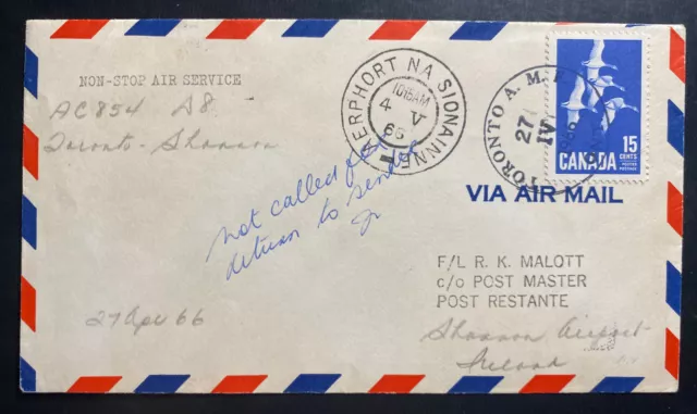 1966 Toronto Canada First Flight Airmail Cover FFC To Shannon Airport Ireland 2