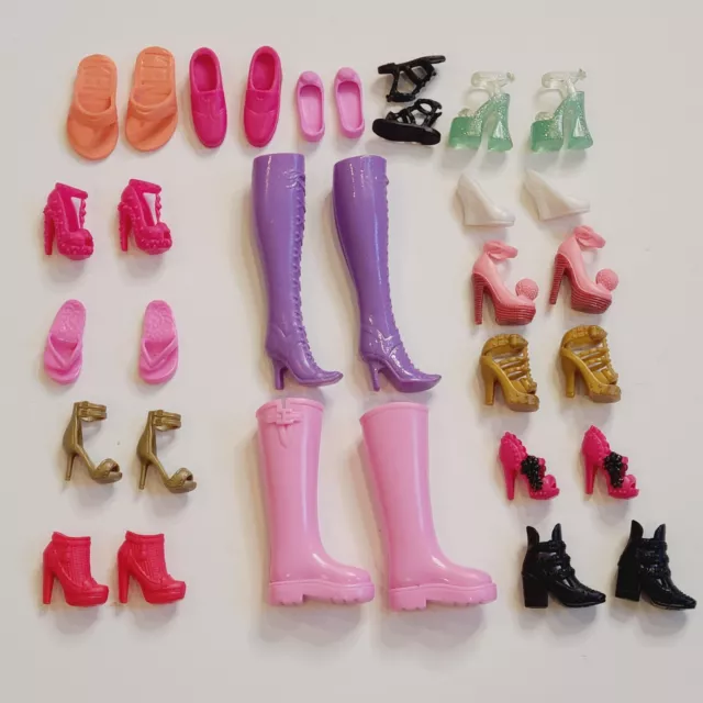 15 Pairs Barbie Doll Shoes Boots, Sandals, Heels Shoe Lot