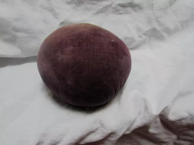 1905 Antique T & B Hat Carrier Ball For Steamer Trunk Purple Velvet Pincushion