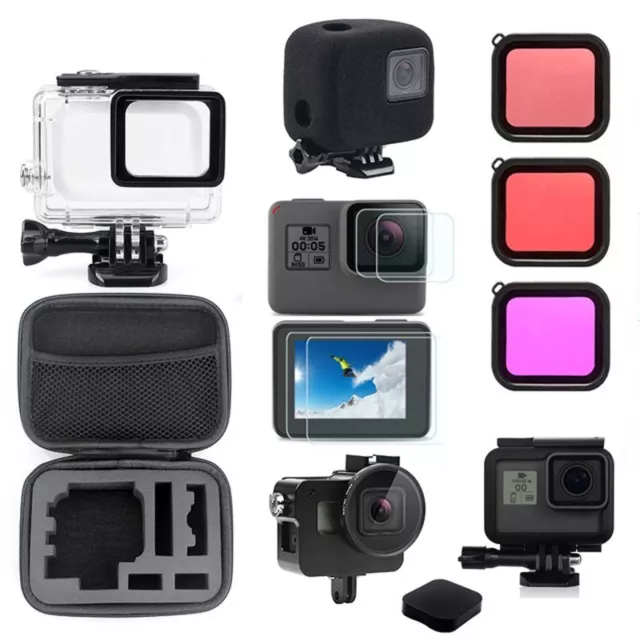 GoPro Hero 5 6 7 Black Accessories Glass Underwater Housing Frame Filter Shell