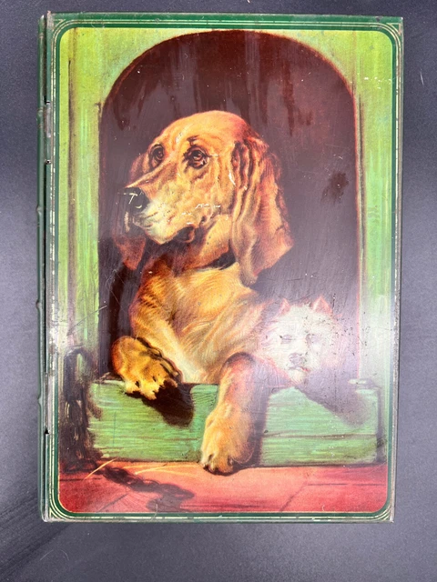 Antiguo/De colección Dignidad e Impudencia Perro Lata Libro Caja de Dinero Efectivo Años 1930