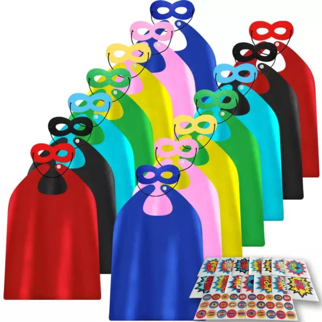 ADJOY Children Superhero Capes and Masks 14 Sets with Superhero Stickers - Kids