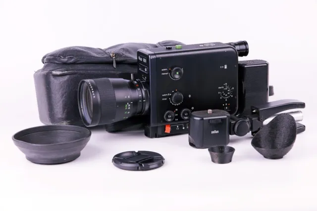 Braun Nizo 801 Black super 8 movie camera 7-80mm F/1.8 with battery mod
