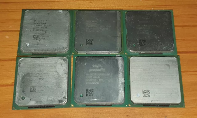 Lot of six vintage Intel Pentium 4 processors Socket 478, 1.8Ghz - 2.8Ghz