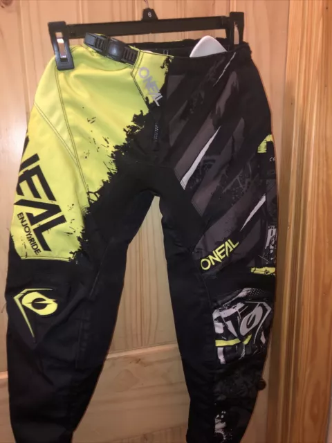 Oneal Youth Element Series Motocross Dirtbike Pants Black Yellow Youth Size 8/10